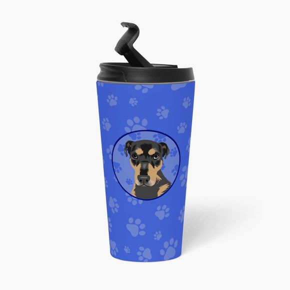 Rottweiler Black and Tan #2  Stainless Steel 16 oz  Tumbler, Blue - Picture 3 of 4